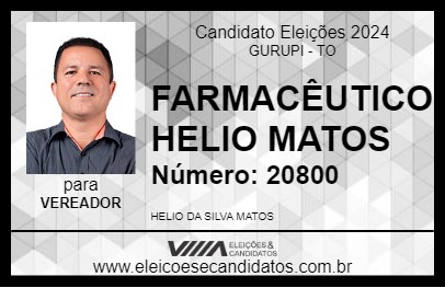 Candidato FARMACÊUTICO HELIO MATOS 2024 - GURUPI - Eleições