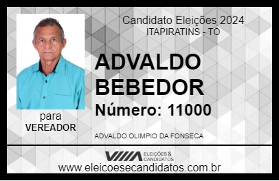 Candidato ADVALDO BEBEDOR 2024 - ITAPIRATINS - Eleições