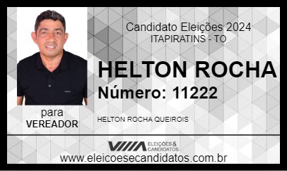 Candidato HELTON ROCHA 2024 - ITAPIRATINS - Eleições