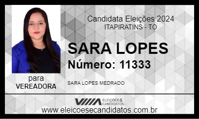 Candidato SARA LOPES 2024 - ITAPIRATINS - Eleições