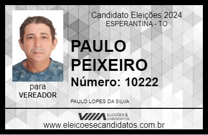 Candidato PAULO PEIXEIRO 2024 - ESPERANTINA - Eleições