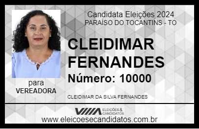 Candidato CLEIDIMAR FERNANDES 2024 - PARAÍSO DO TOCANTINS - Eleições