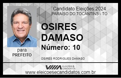 Candidato OSIRES DAMASO 2024 - PARAÍSO DO TOCANTINS - Eleições