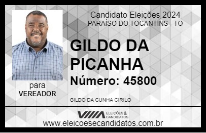 Candidato GILDO DA PICANHA 2024 - PARAÍSO DO TOCANTINS - Eleições