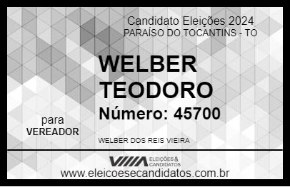 Candidato WELBER TEODORO 2024 - PARAÍSO DO TOCANTINS - Eleições