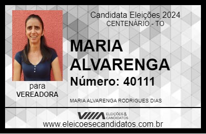 Candidato MARIA ALVARENGA 2024 - CENTENÁRIO - Eleições