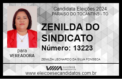 Candidato ZENILDA DO SINDICATO 2024 - PARAÍSO DO TOCANTINS - Eleições