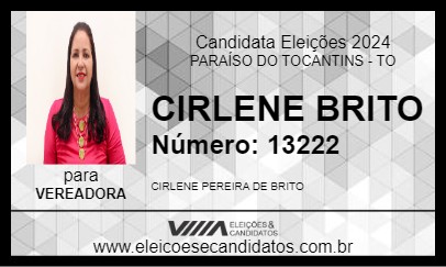 Candidato CIRLENE BRITO 2024 - PARAÍSO DO TOCANTINS - Eleições