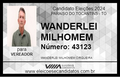 Candidato WANDERLEI MILHOMEM 2024 - PARAÍSO DO TOCANTINS - Eleições