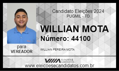 Candidato WILLIAN MOTA 2024 - PUGMIL - Eleições