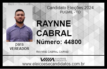 Candidato RAYNNE CABRAL 2024 - PUGMIL - Eleições