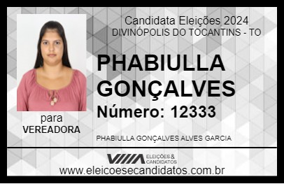 Candidato PHABIULLA GONÇALVES 2024 - DIVINÓPOLIS DO TOCANTINS - Eleições