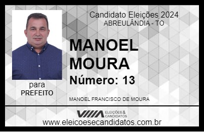 Candidato MANOEL MOURA 2024 - ABREULÂNDIA - Eleições