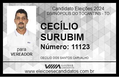 Candidato CECÍLIO SURUBIM 2024 - DIVINÓPOLIS DO TOCANTINS - Eleições