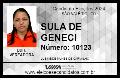 Candidato SULA DE GENECI 2024 - SÃO VALÉRIO - Eleições