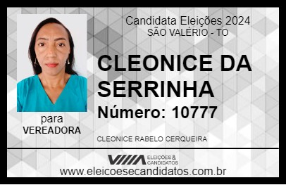 Candidato CLEONICE DA SERRINHA 2024 - SÃO VALÉRIO - Eleições