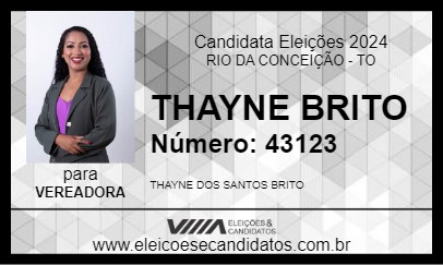 Candidato THAYNE BRITO 2024 - RIO DA CONCEIÇÃO - Eleições