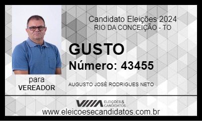 Candidato GUSTO 2024 - RIO DA CONCEIÇÃO - Eleições