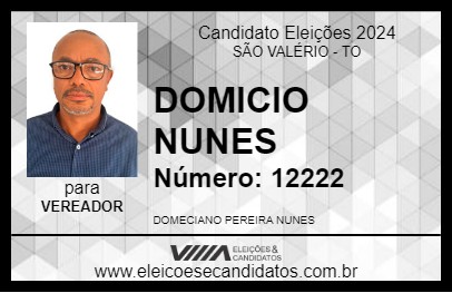 Candidato DOMICIO NUNES 2024 - SÃO VALÉRIO - Eleições