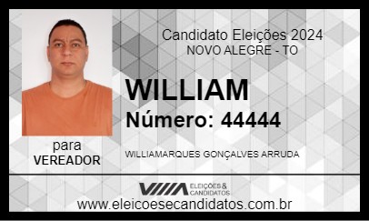 Candidato WILLIAM 2024 - NOVO ALEGRE - Eleições