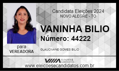 Candidato VANINHA BILIO 2024 - NOVO ALEGRE - Eleições