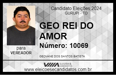 Candidato GEO REI DO AMOR 2024 - GURUPI - Eleições