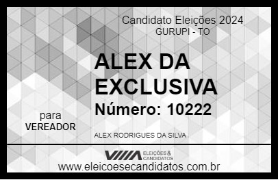 Candidato ALEX DA EXCLUSIVA 2024 - GURUPI - Eleições