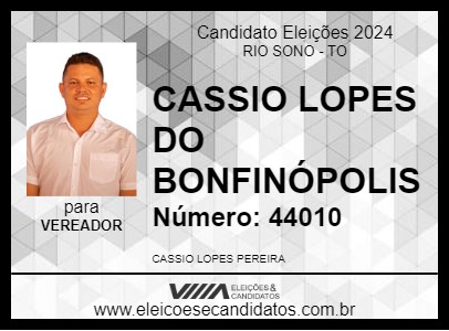 Candidato CASSIO LOPES DO BONFINÓPOLIS 2024 - RIO SONO - Eleições