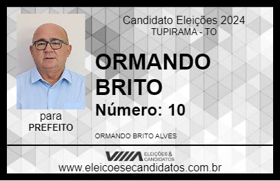 Candidato ORMANDO BRITO 2024 - TUPIRAMA - Eleições