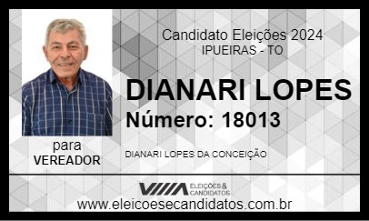 Candidato DIANARI LOPES 2024 - IPUEIRAS - Eleições