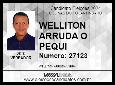 Candidato WELLITON ARRUDA O PEQUI  2024 - COLINAS DO TOCANTINS - Eleições