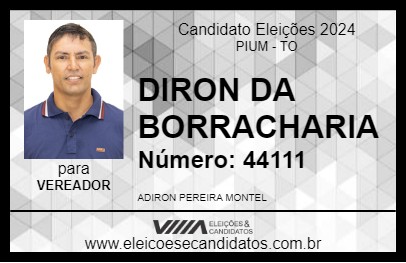 Candidato DIRON DA BORRACHARIA 2024 - PIUM - Eleições