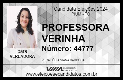 Candidato PROFESSORA VERINHA 2024 - PIUM - Eleições