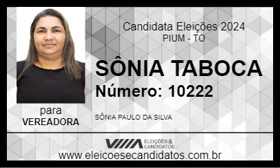 Candidato SÔNIA TABOCA 2024 - PIUM - Eleições