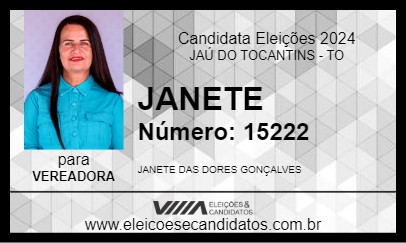 Candidato JANETE 2024 - JAÚ DO TOCANTINS - Eleições