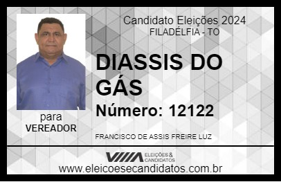 Candidato DIASSIS DO GÁS 2024 - FILADÉLFIA - Eleições