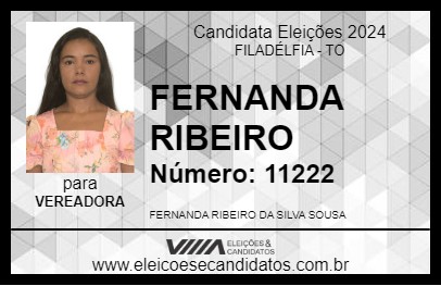 Candidato FERNANDA RIBEIRO 2024 - FILADÉLFIA - Eleições