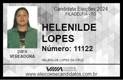 Candidato HELENILDE LOPES 2024 - FILADÉLFIA - Eleições