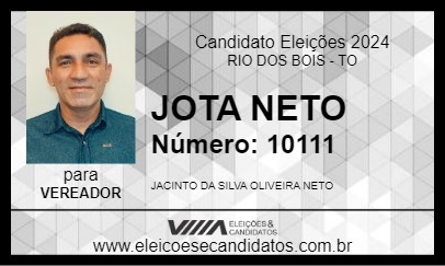 Candidato JOTA NETO 2024 - RIO DOS BOIS - Eleições