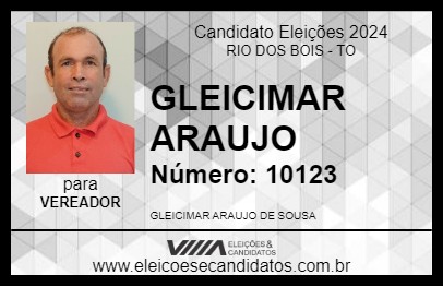 Candidato GLEICIMAR ARAUJO 2024 - RIO DOS BOIS - Eleições