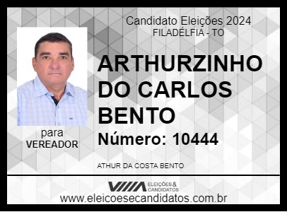 Candidato ARTHURZINHO DO CARLOS BENTO 2024 - FILADÉLFIA - Eleições