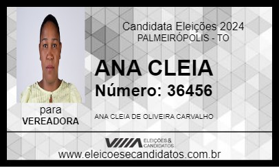 Candidato ANA CLEIA 2024 - PALMEIRÓPOLIS - Eleições