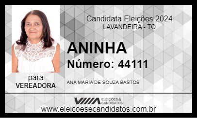 Candidato ANINHA 2024 - LAVANDEIRA - Eleições