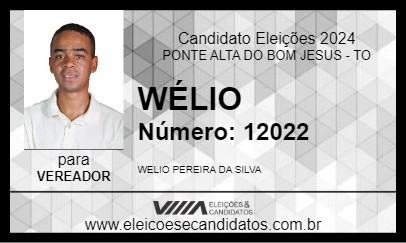 Candidato WÉLIO 2024 - PONTE ALTA DO BOM JESUS - Eleições