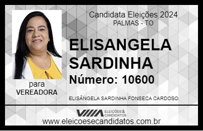 Candidato ELISANGELA SARDINHA 2024 - PALMAS - Eleições