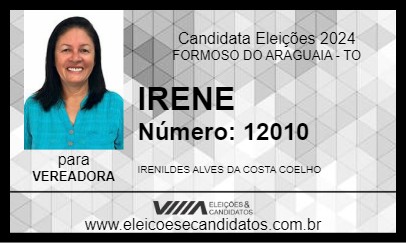 Candidato IRENE 2024 - FORMOSO DO ARAGUAIA - Eleições