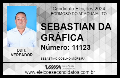 Candidato SEBASTIAN DA GRÁFICA 2024 - FORMOSO DO ARAGUAIA - Eleições