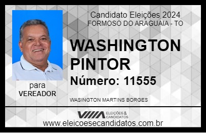 Candidato WASHINGTON PINTOR 2024 - FORMOSO DO ARAGUAIA - Eleições