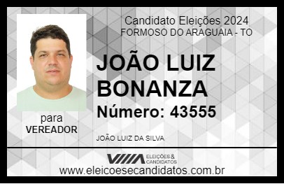 Candidato JOÃO LUIZ BONANZA 2024 - FORMOSO DO ARAGUAIA - Eleições