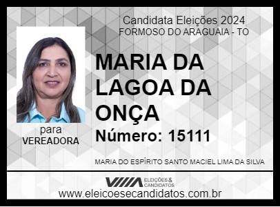 Candidato MARIA DA LAGOA DA ONÇA 2024 - FORMOSO DO ARAGUAIA - Eleições